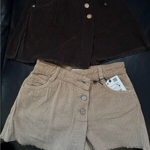Zara Dark Brown Corduroy Shorts